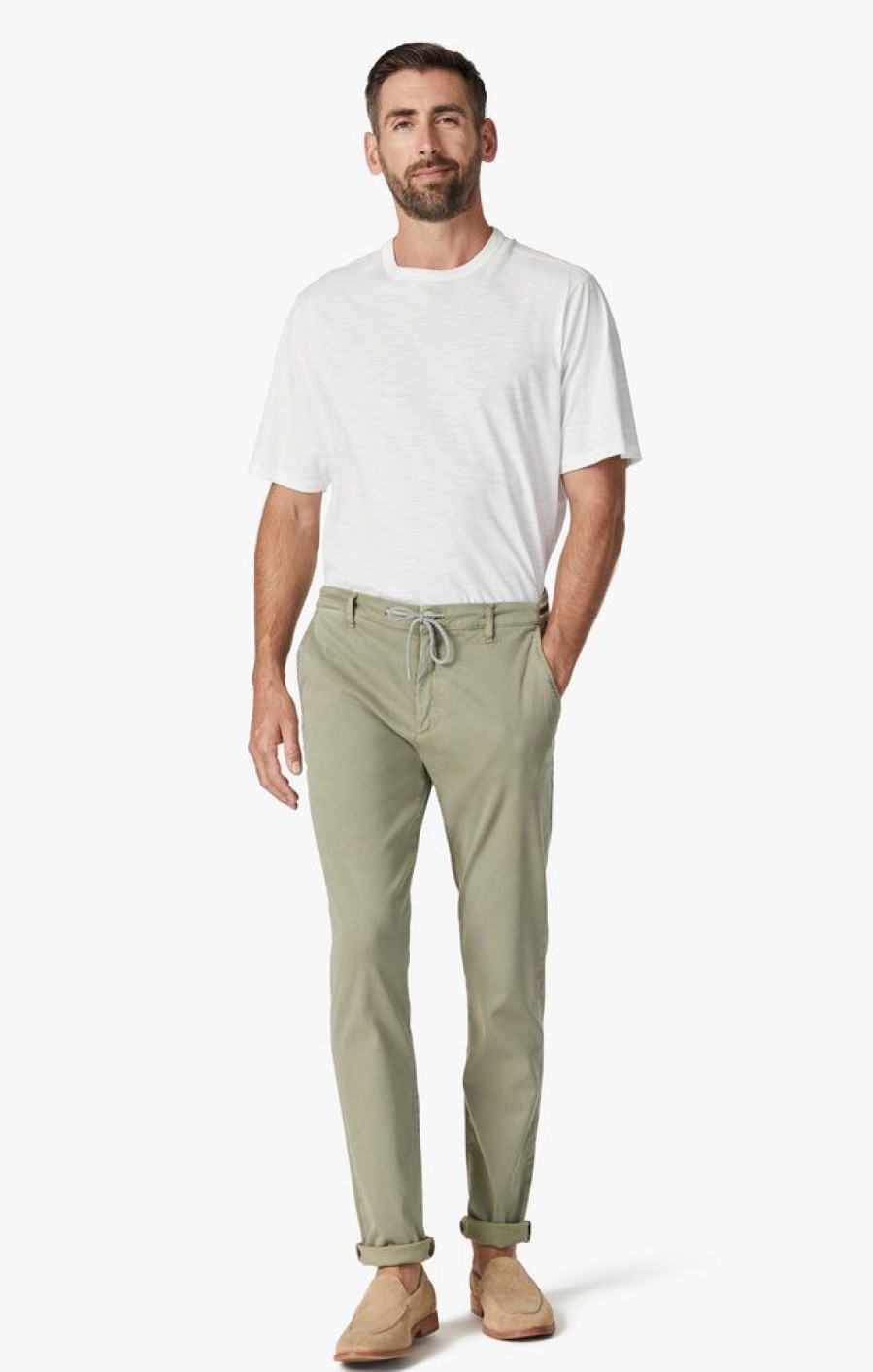 Pants 34 Heritage | Formia Drawstring Chino Pants In Moss Green Soft Touch