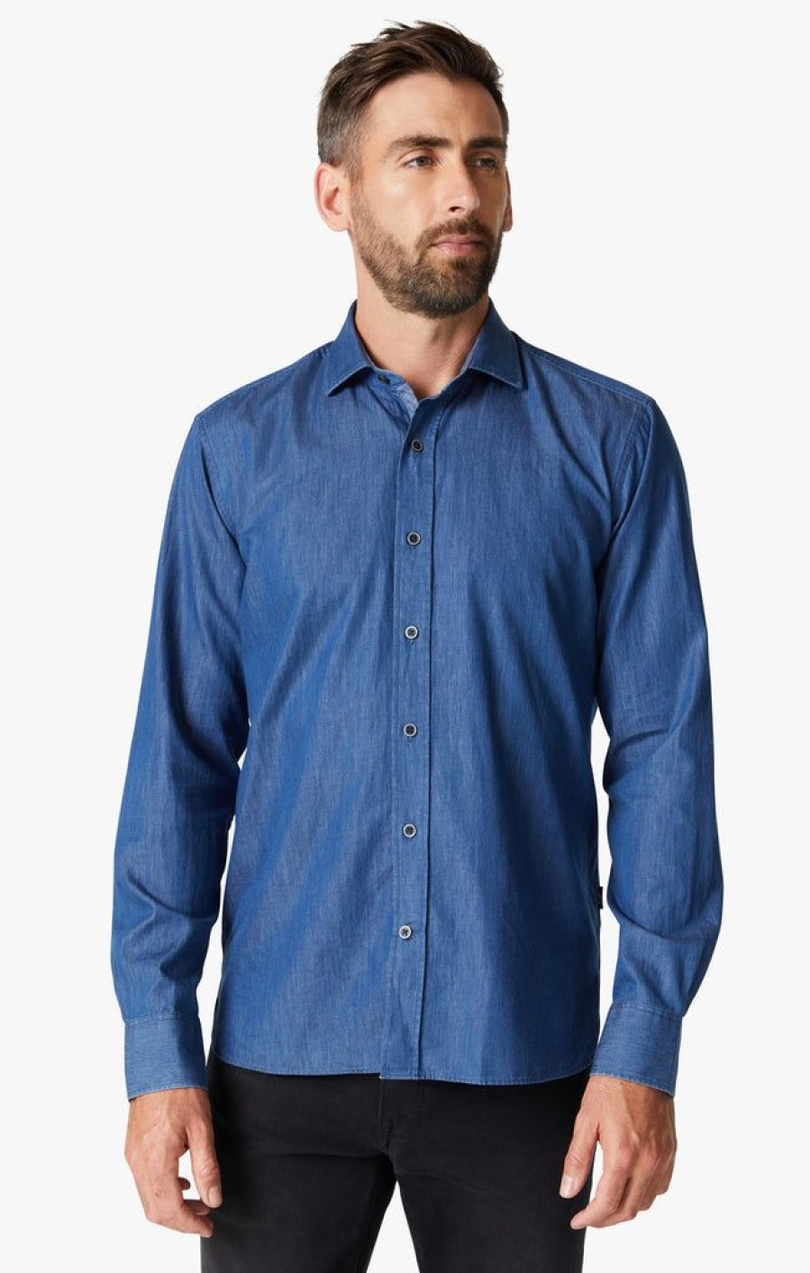 Shirts 34 Heritage | Denim Shirt In Rinse Rinse Denim