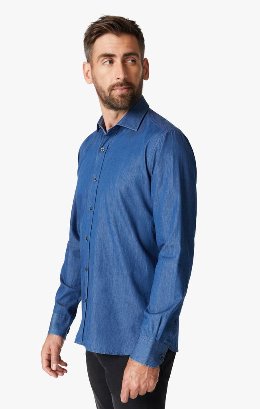 Shirts 34 Heritage | Denim Shirt In Rinse Rinse Denim