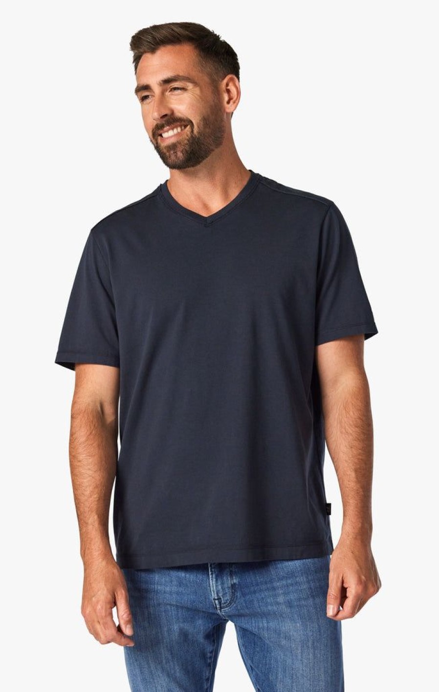 T-Shirts 34 Heritage | Deconstructed V-Neck T-Shirt In Dark Navy