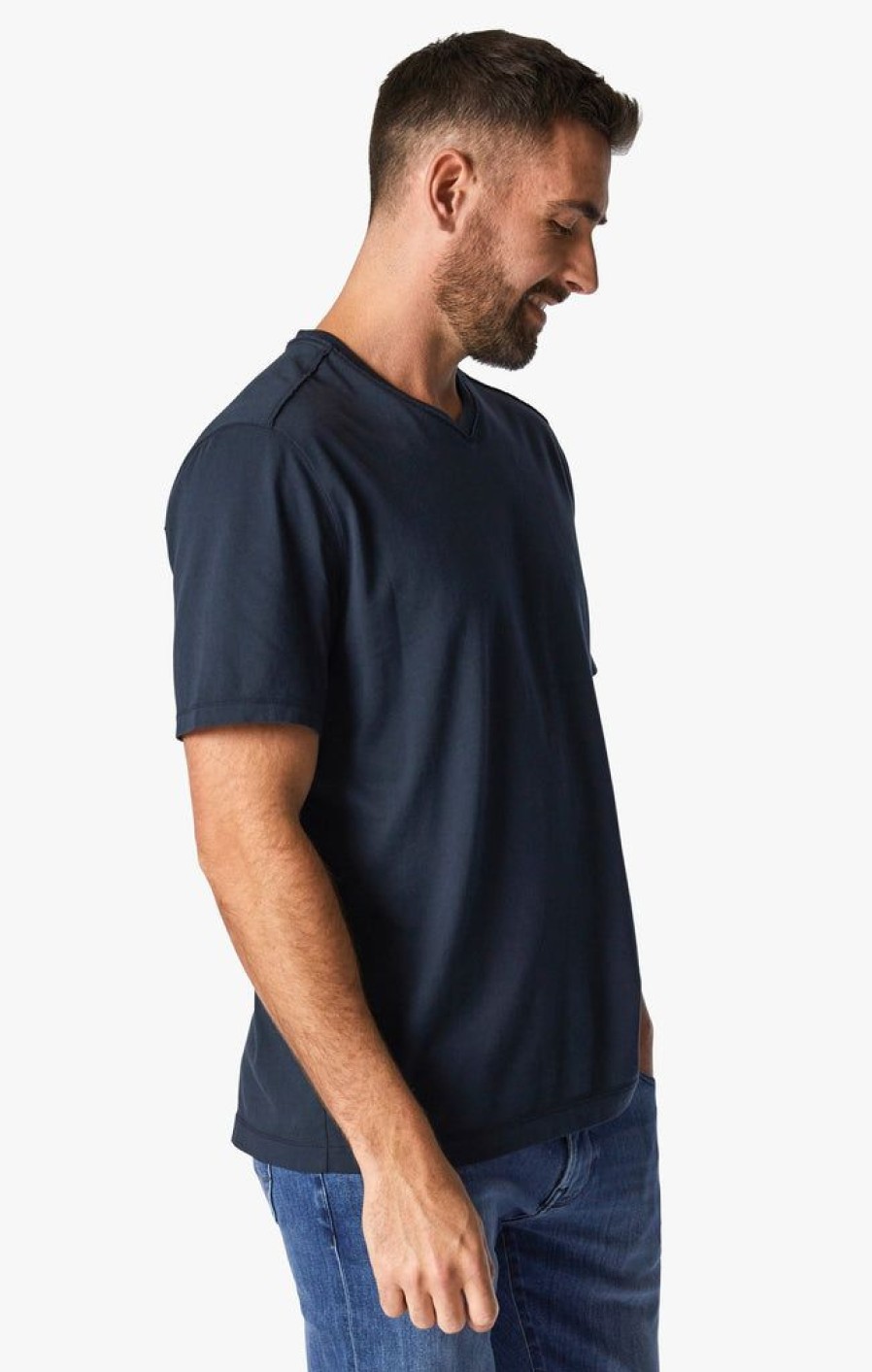 T-Shirts 34 Heritage | Deconstructed V-Neck T-Shirt In Dark Navy