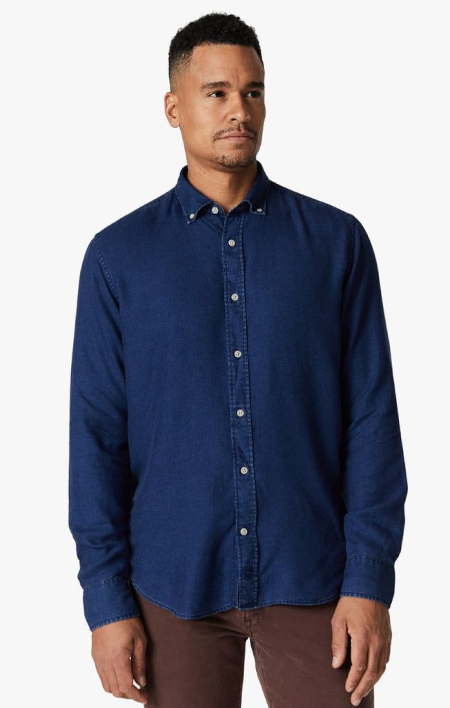 Shirts 34 Heritage | Denim Shirt In Mid Indigo Mid Indigo Denim