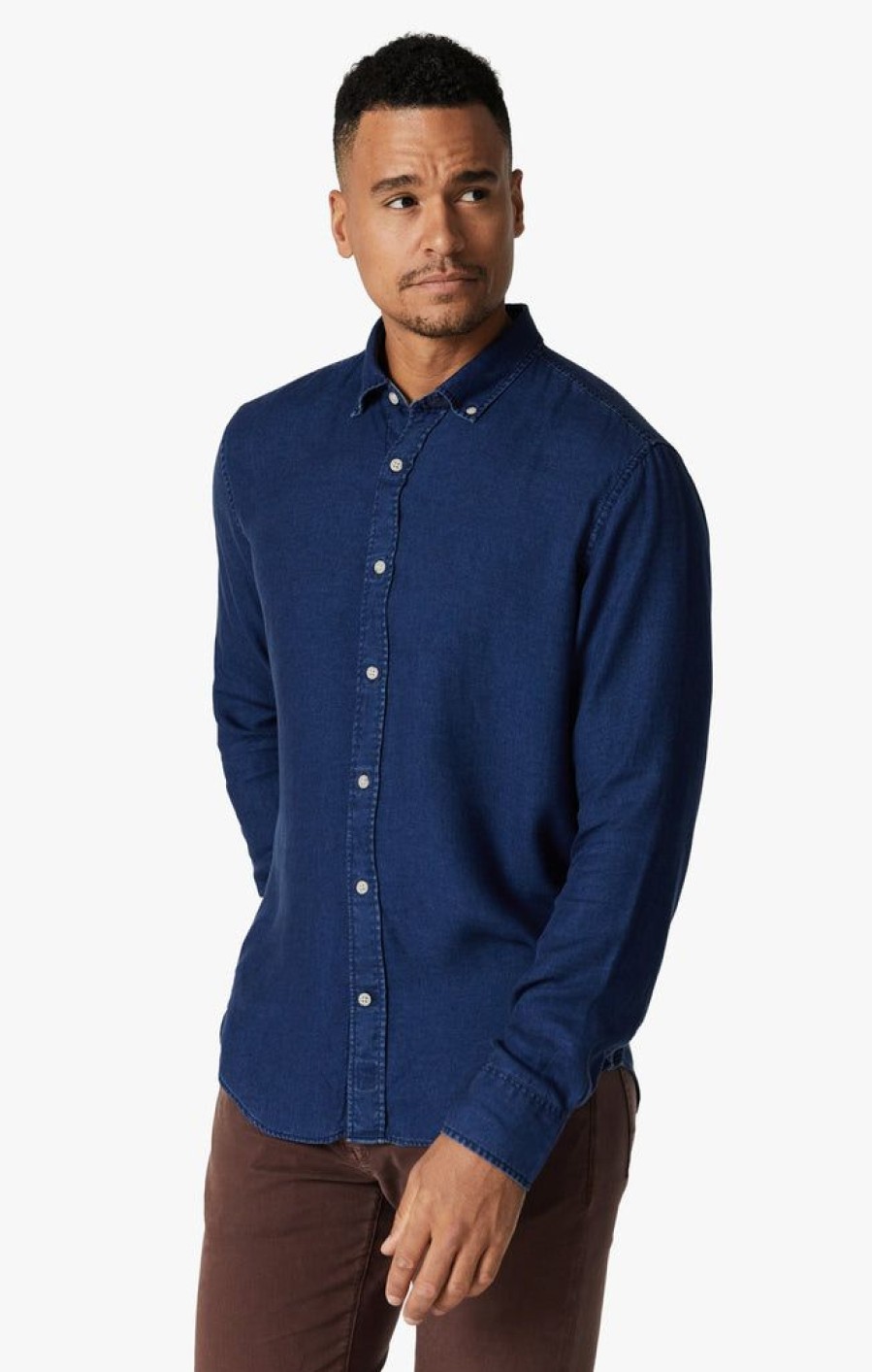 Shirts 34 Heritage | Denim Shirt In Mid Indigo Mid Indigo Denim