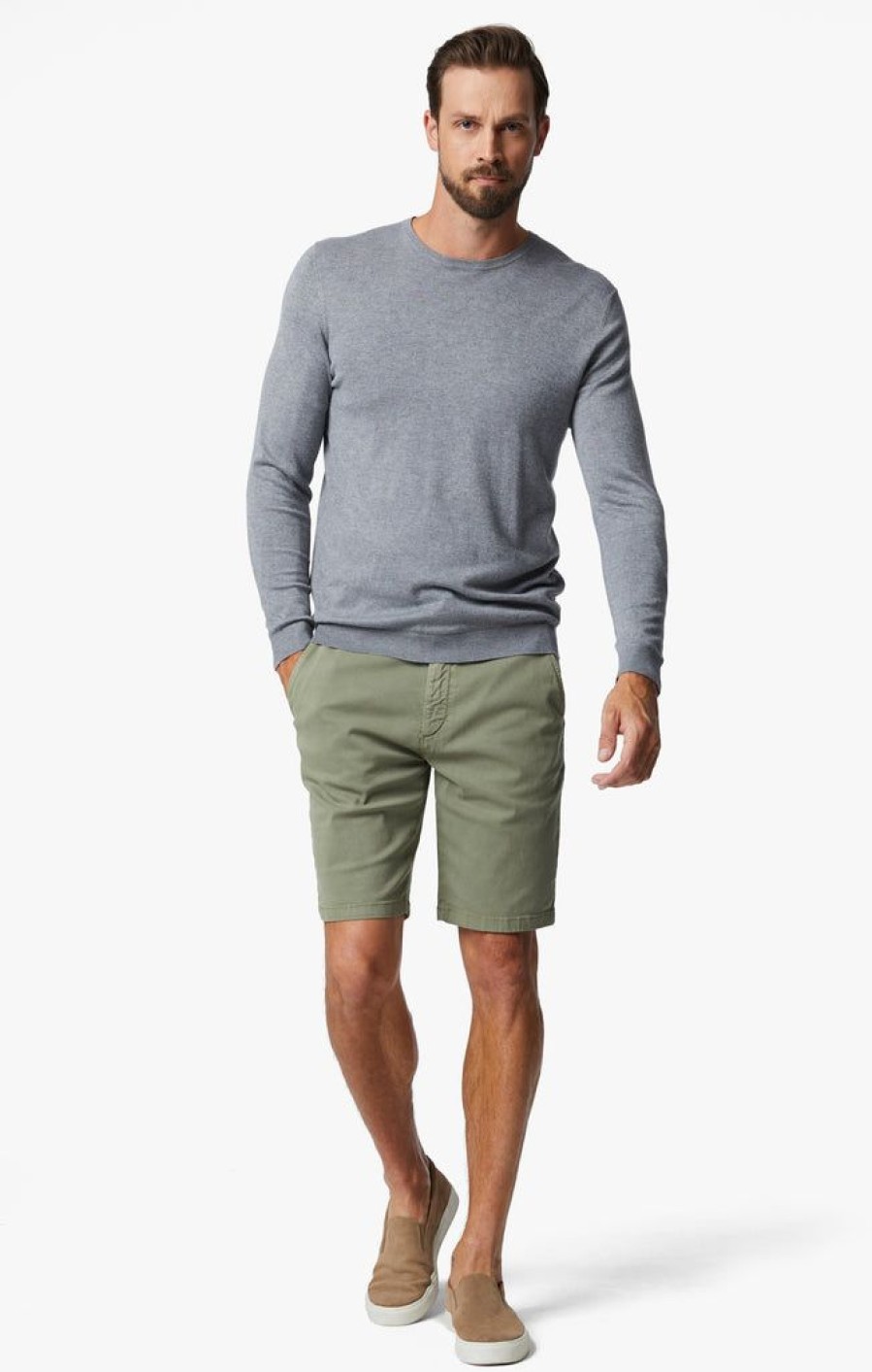 Shorts 34 Heritage | Ravenna Drawstring Shorts In Moss Green Soft Touch