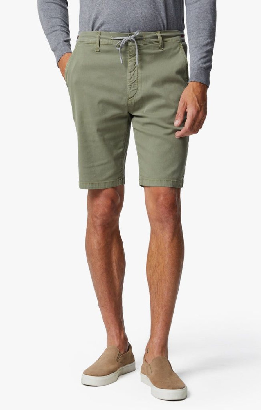 Shorts 34 Heritage | Ravenna Drawstring Shorts In Moss Green Soft Touch