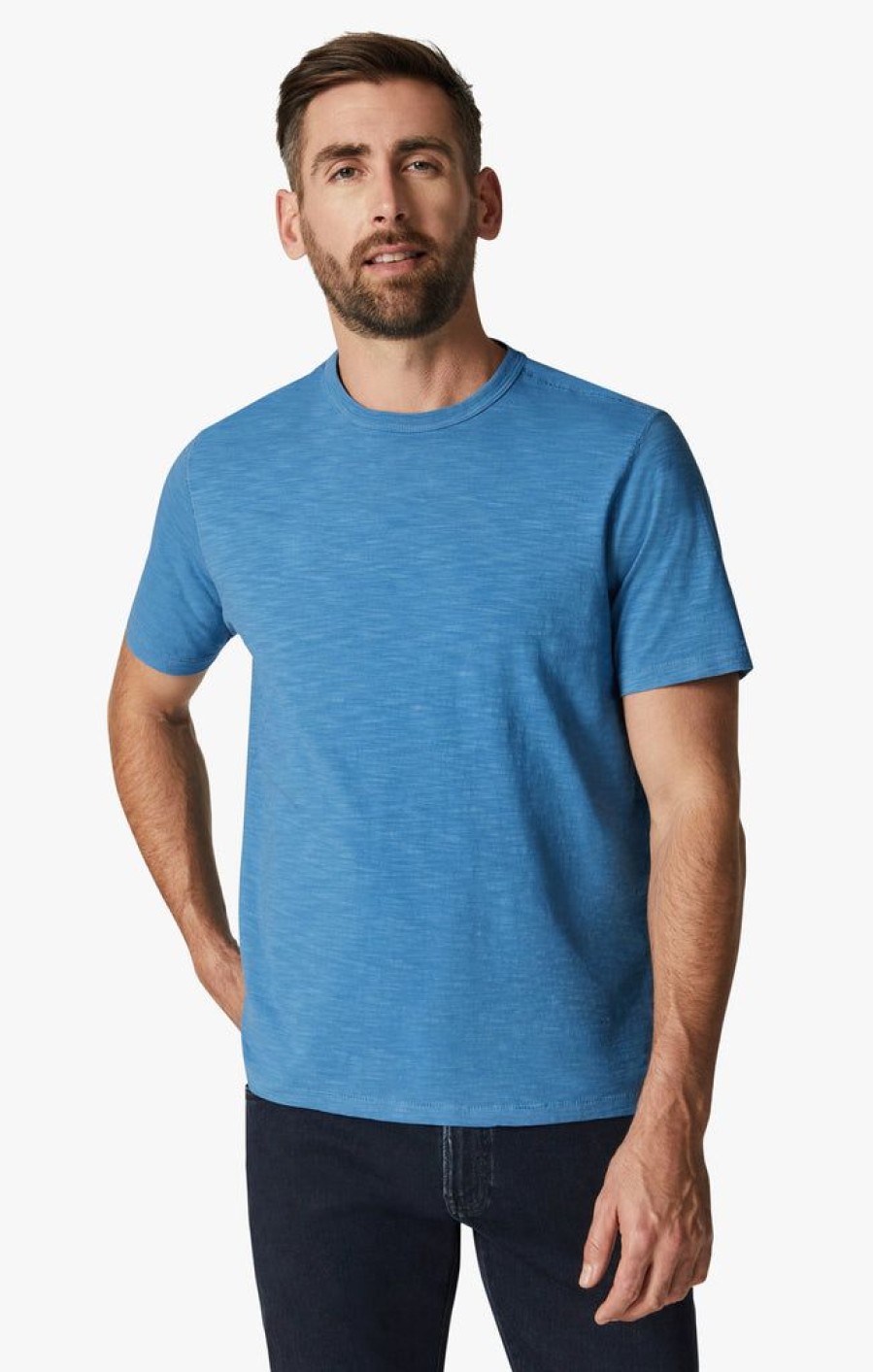 T-Shirts 34 Heritage | Slub Crew Neck T-Shirt In Vallarta Blue