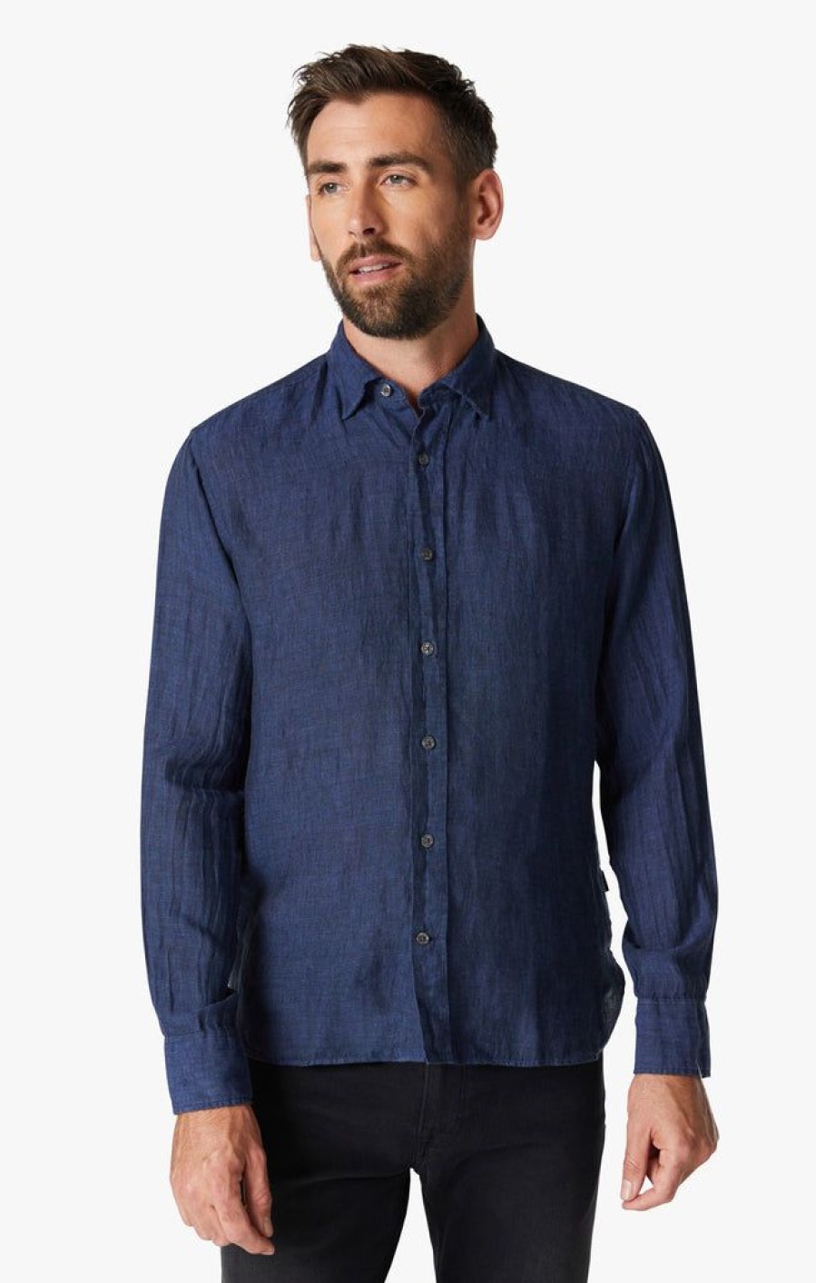 Shirts 34 Heritage | Linen Chambray Shirt In Indigo