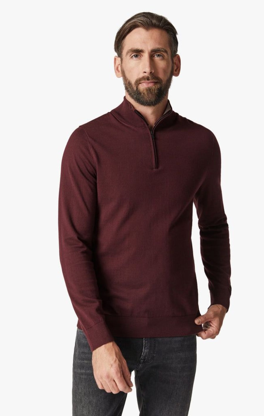 Sweaters 34 Heritage | Quarter Zip Sweater In Decadent Chocolate