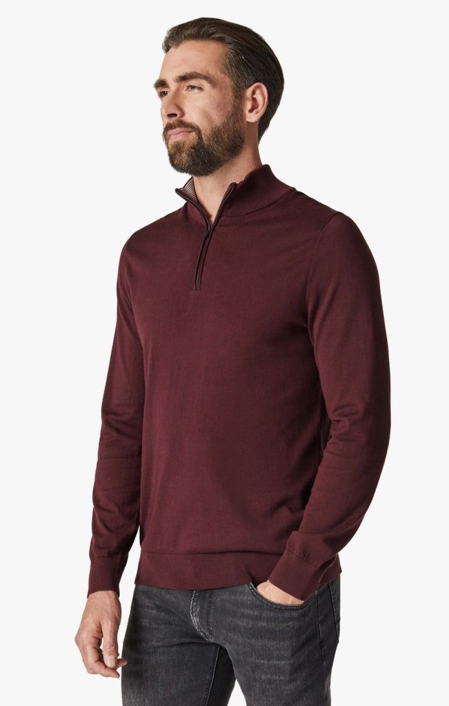 Sweaters 34 Heritage | Quarter Zip Sweater In Decadent Chocolate