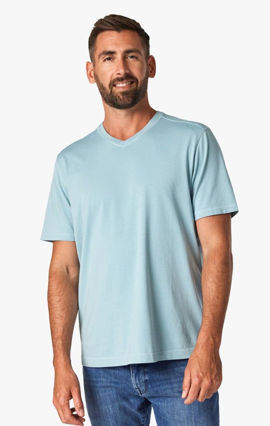 T-Shirts 34 Heritage | Deconstructed V-Neck T-Shirt In Forget-Me-Not Forget Me Not