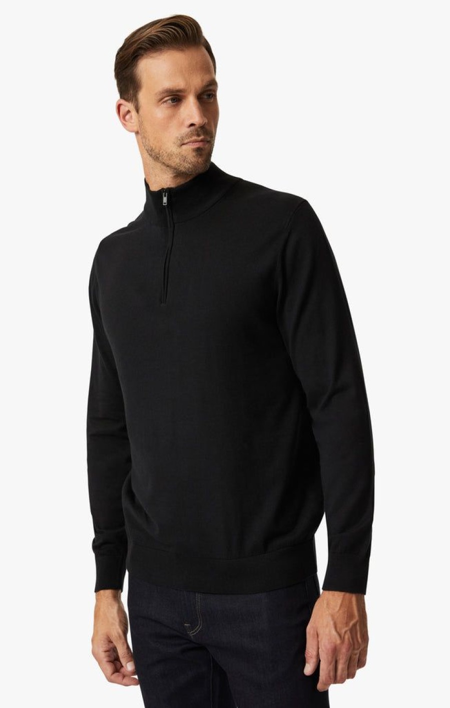 Sweaters 34 Heritage | Quarter Zip Sweater In Black