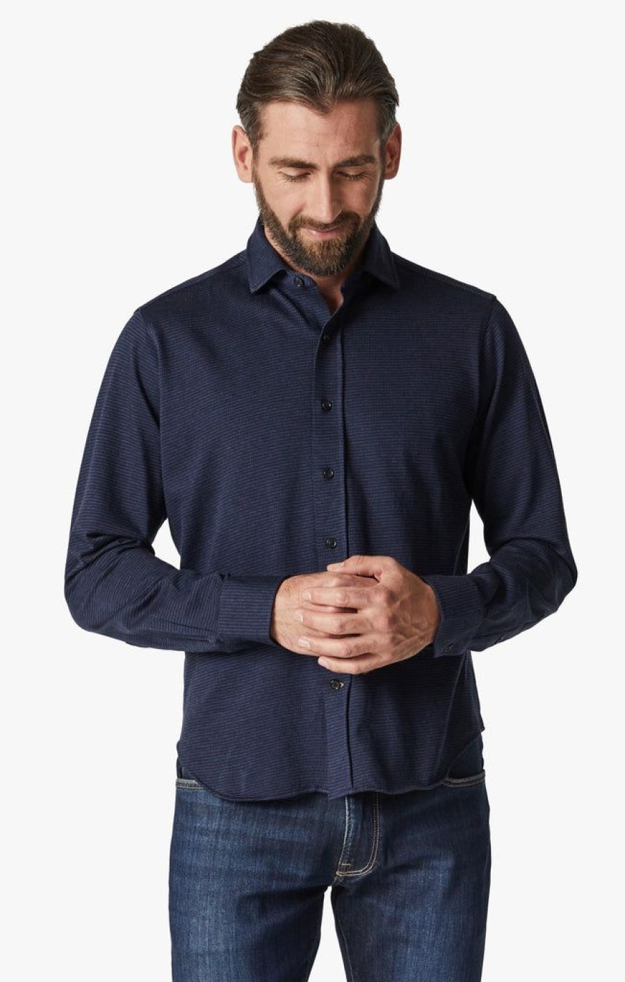 Shirts 34 Heritage | Structured Shirt In Navy Blue