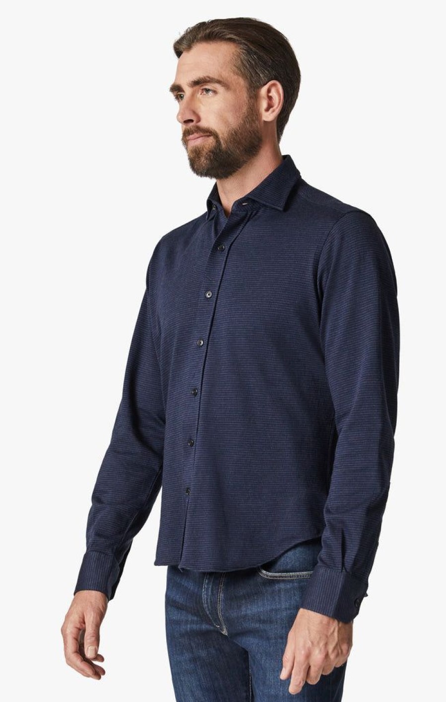 Shirts 34 Heritage | Structured Shirt In Navy Blue